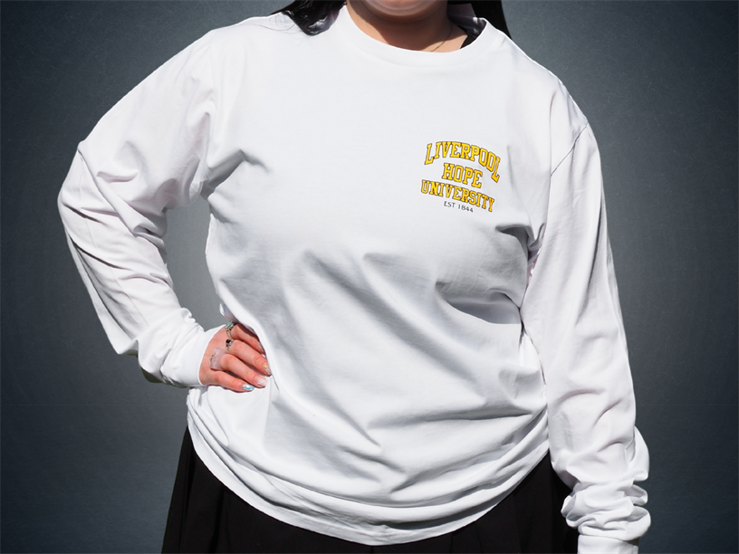 Long Sleeve White Liverpool Hope Tee